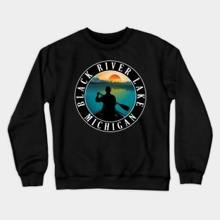 Black River Lake Canoeing Michigan Sunset Crewneck Sweatshirt